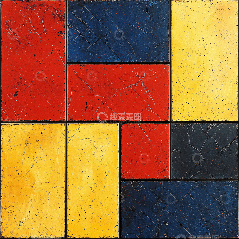 高清大图下载【趣麦麦图】红黄蓝矩形色块