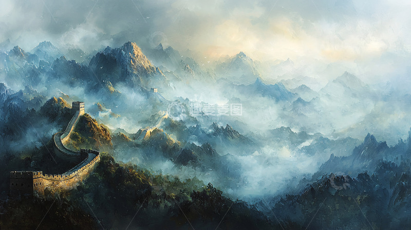 高清大图下载【趣麦麦图】长城云海山峦壮阔