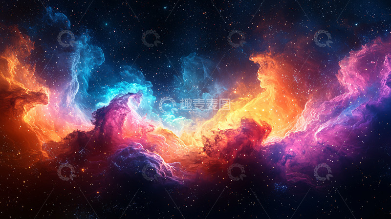 高清大图下载【趣麦麦图】蓝色和橙色星云