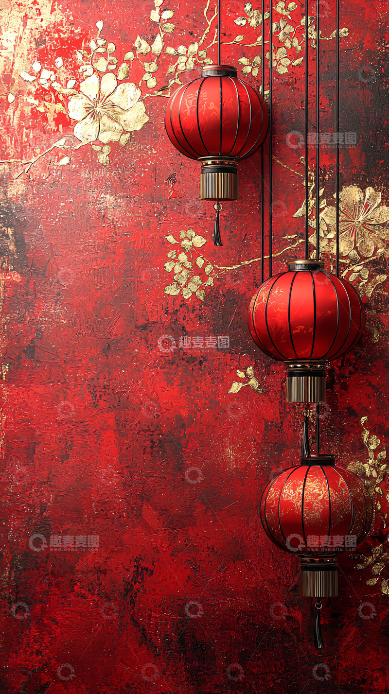 高清大图下载【趣麦麦图】红墙红灯笼中国风