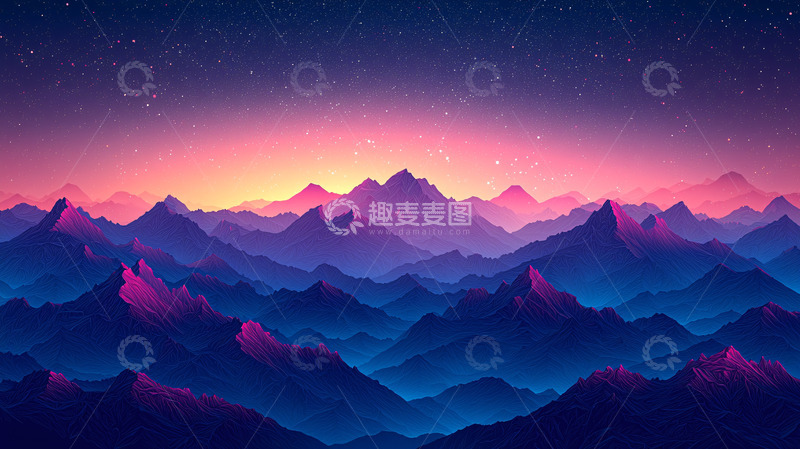 高清大图下载【趣麦麦图】梦幻紫色山脉