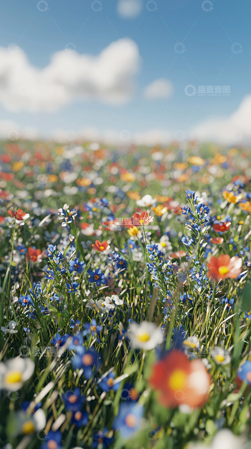 高清大图下载【趣麦麦图】彩色野花田