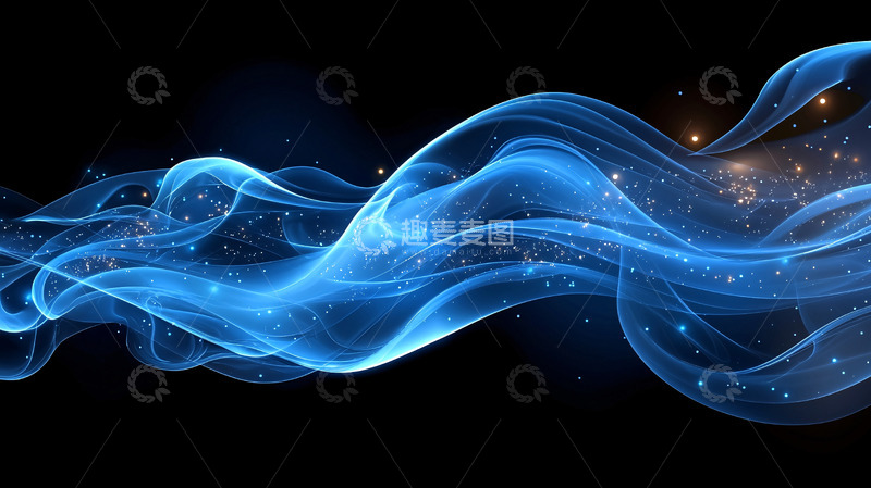 高清大图下载【趣麦麦图】蓝色抽象流动光效