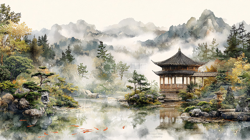 高清大图下载【趣麦麦图】水墨山水画30