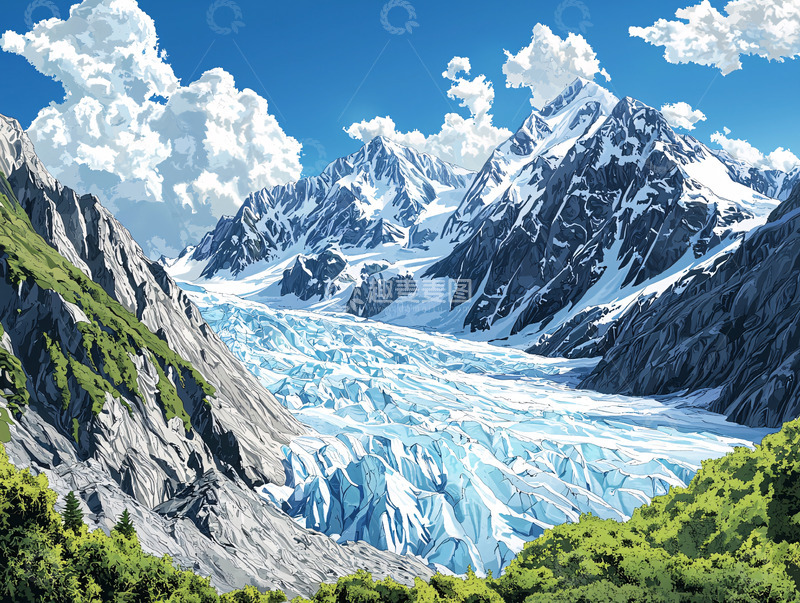 高清大图下载【趣麦麦图】冰川与雪山壮丽景色