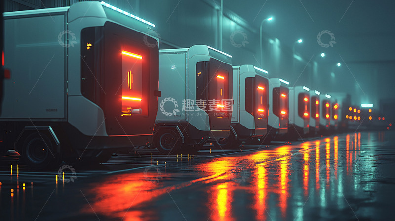 高清大图下载【趣麦麦图】未来感卡车队列