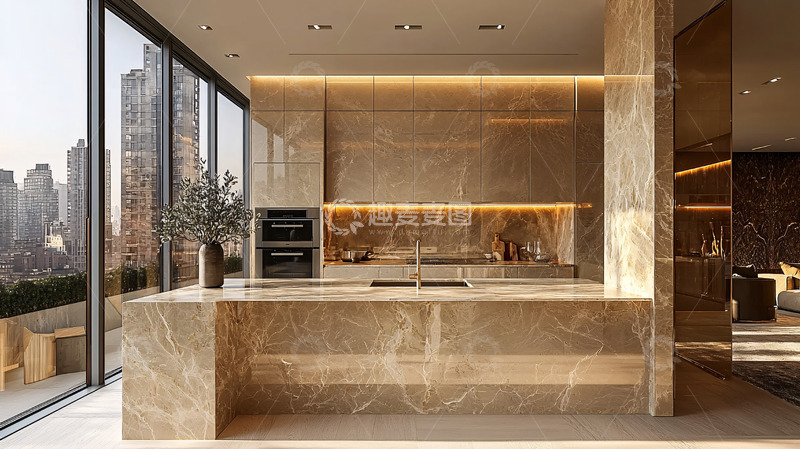 高清大图下载【趣麦麦图】现代轻奢大理石厨房