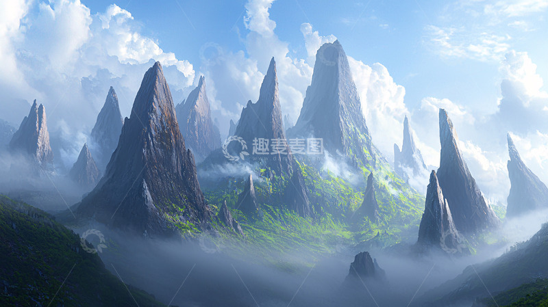高清大图下载【趣麦麦图】云雾缭绕的奇峰峻岭