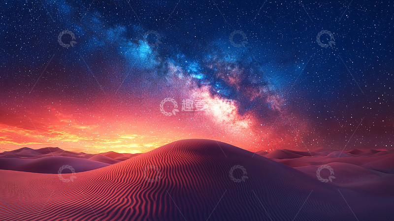 高清大图下载【趣麦麦图】梦幻星空下的沙漠
