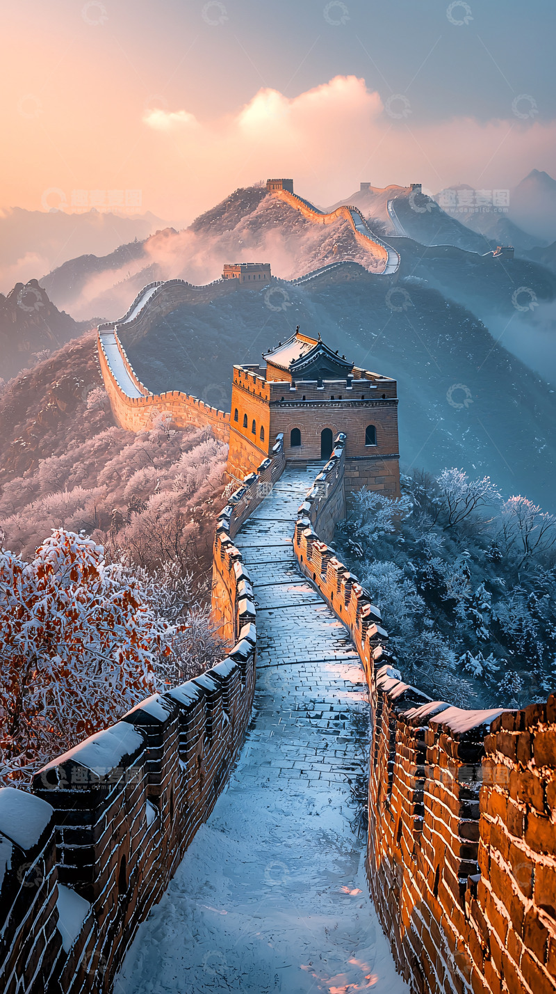 高清大图下载【趣麦麦图】长城雪景