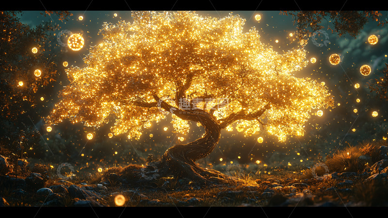 高清大图下载【趣麦麦图】发光树木