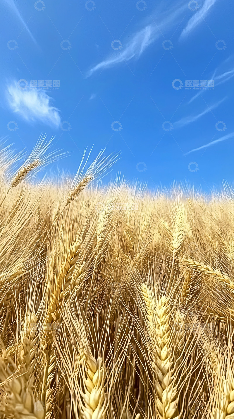 高清大图下载【趣麦麦图】金黄麦田蓝天白云