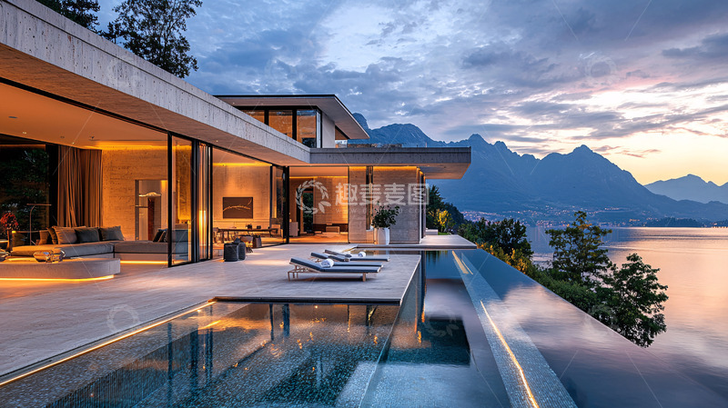 高清大图下载【趣麦麦图】山景别墅夜景
