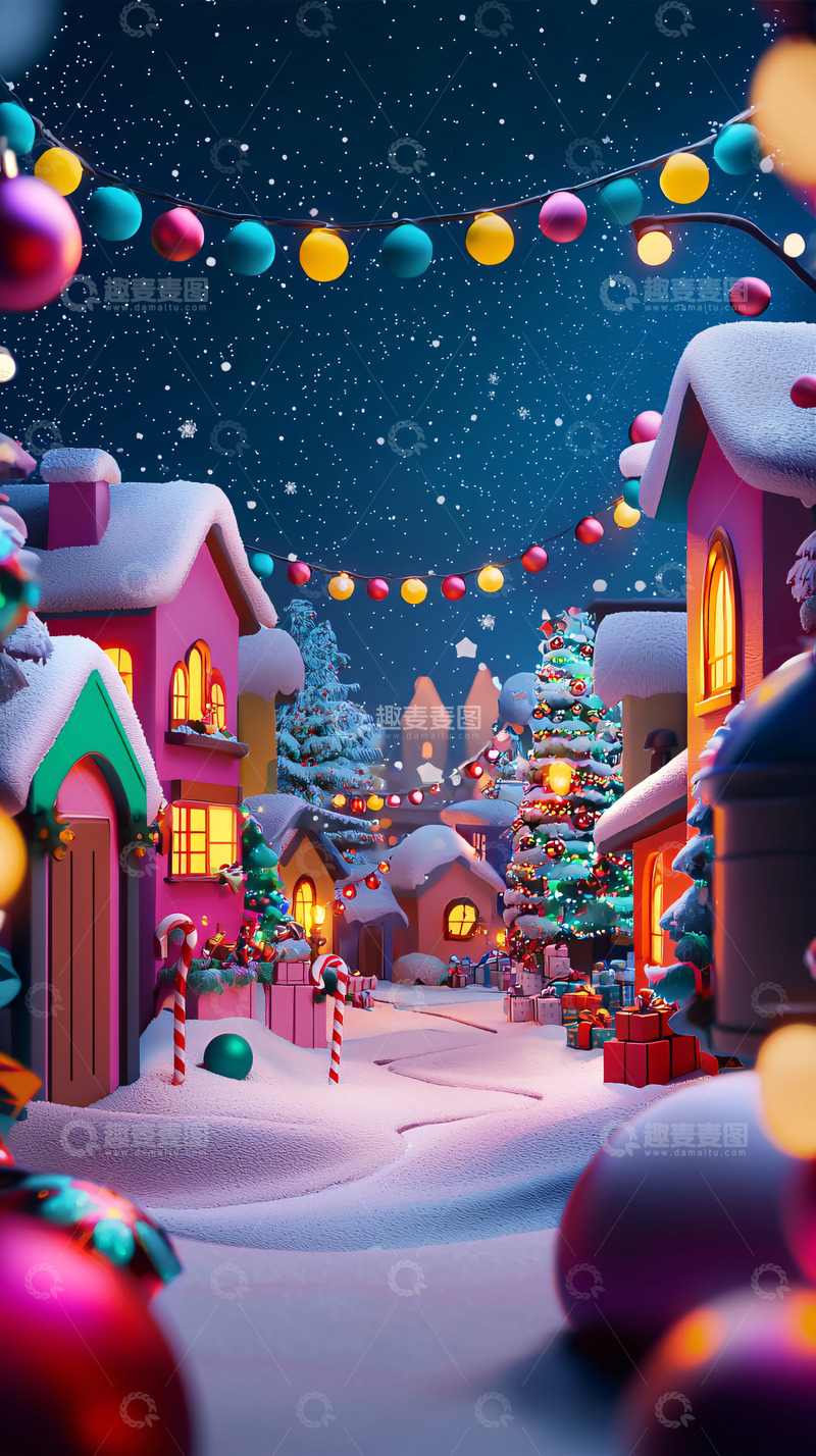 高清大图下载【趣麦麦图】梦幻圣诞小镇