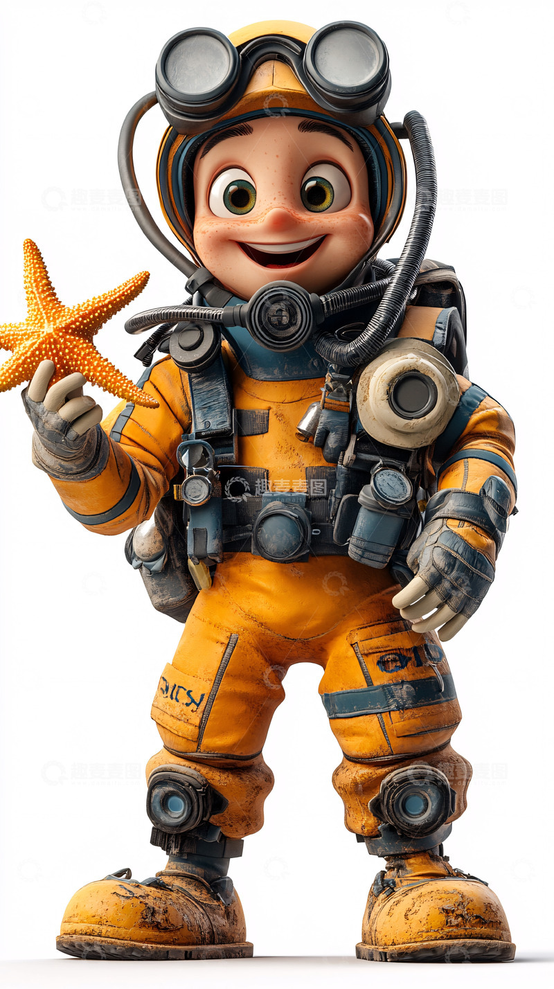 高清大图下载【趣麦麦图】卡通潜水员