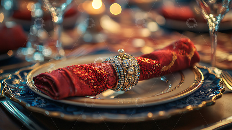 高清大图下载【趣麦麦图】奢华红金色餐桌摆设