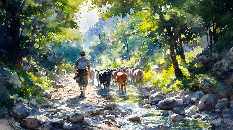 高清大图下载【趣麦麦图】阳光下的乡村牧歌