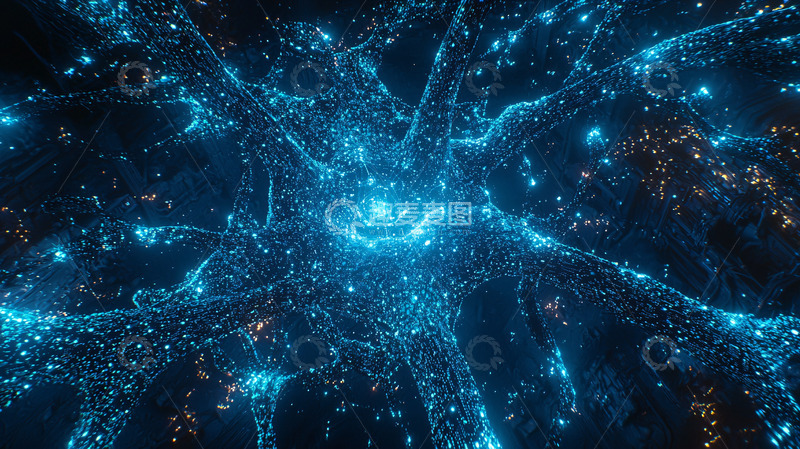 高清大图下载【趣麦麦图】蓝色神经元网络