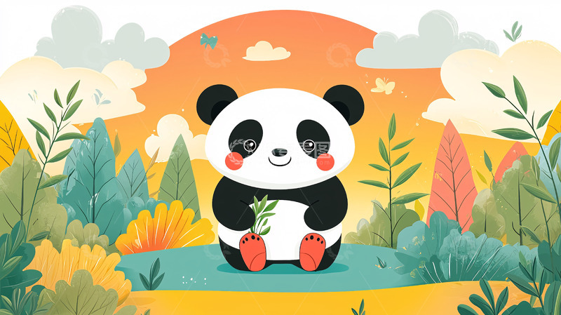 高清大图下载【趣麦麦图】卡通熊猫