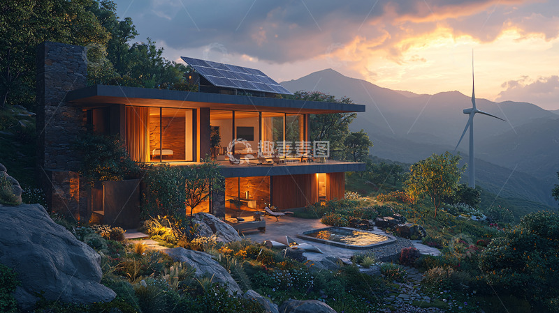 高清大图下载【趣麦麦图】山林环抱的现代化环保住宅