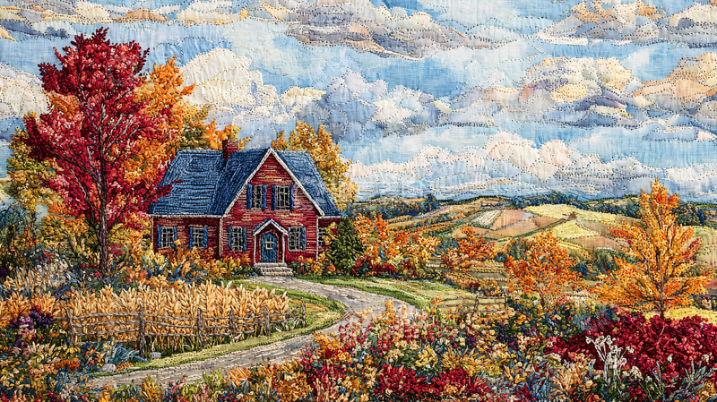 高清大图下载【趣麦麦图】秋日红房子田园风光