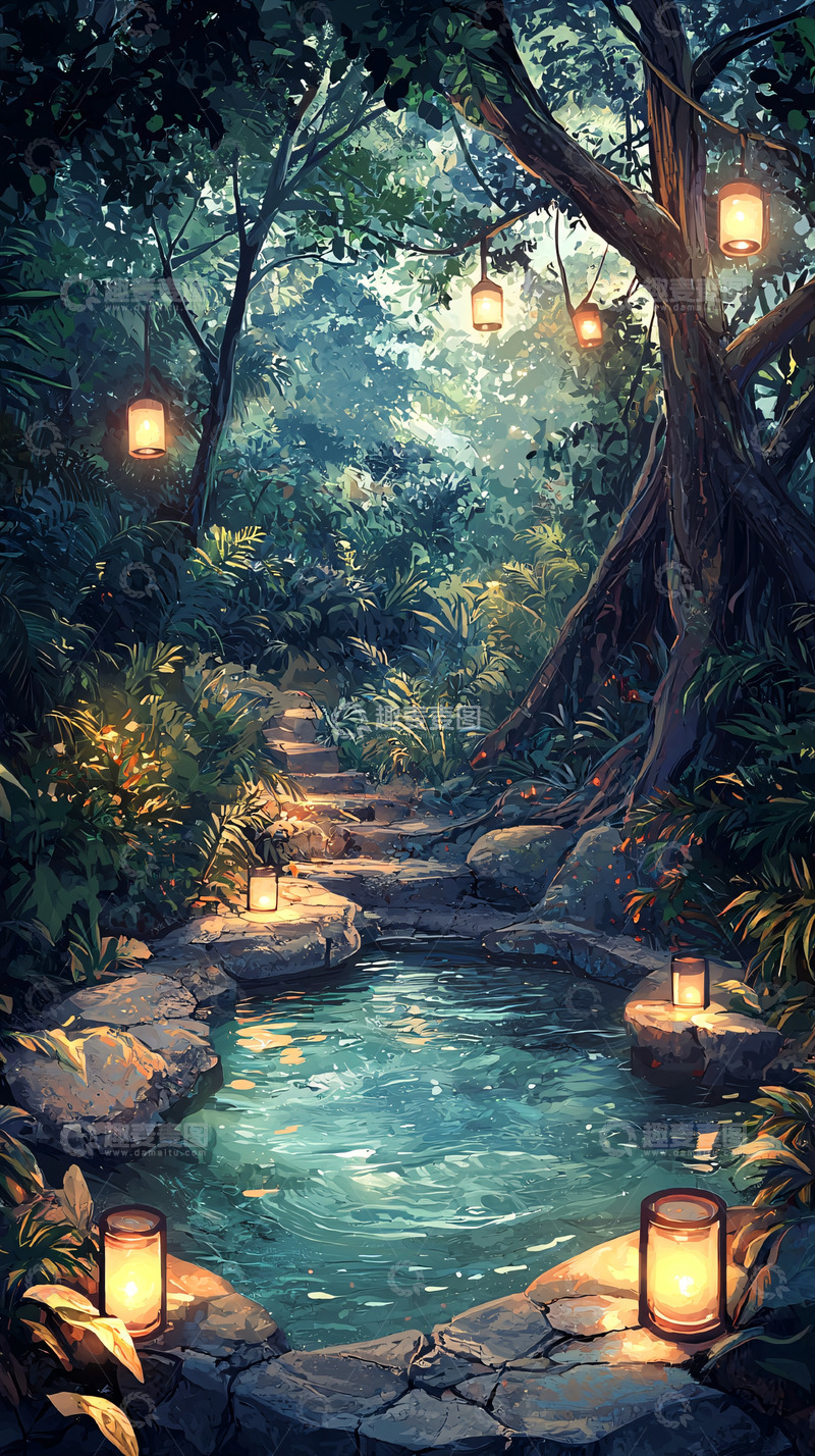 高清大图下载【趣麦麦图】森林中的小池塘