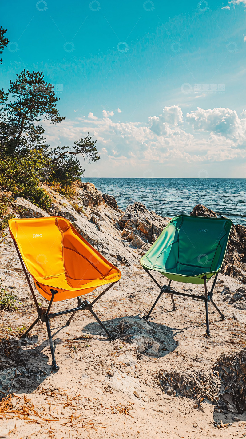 高清大图下载【趣麦麦图】海边休闲折叠椅