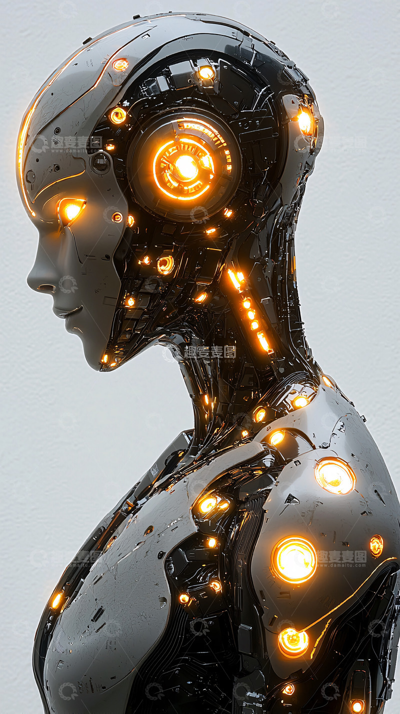 高清大图下载【趣麦麦图】未来科技感女性机器人侧脸