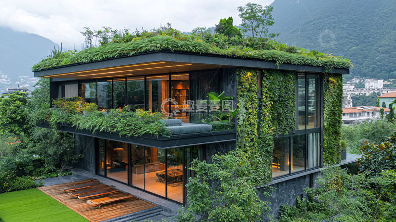 高清大图下载【趣麦麦图】绿色屋顶别墅