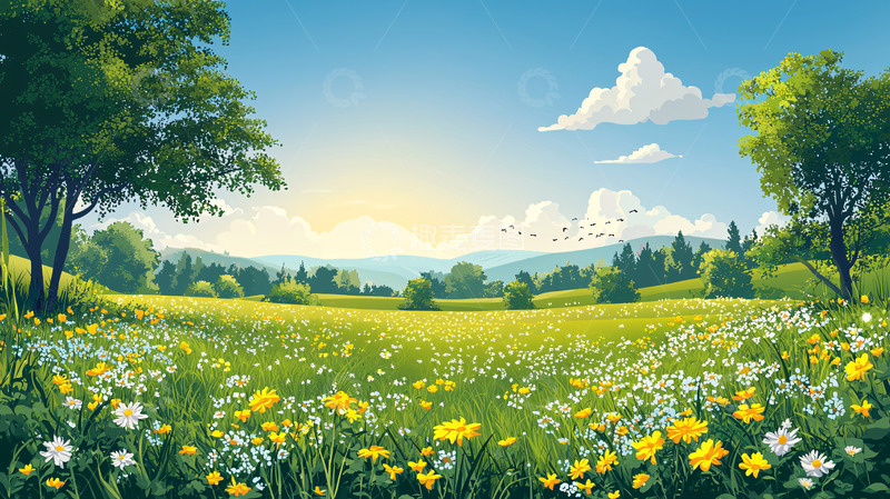 高清大图下载【趣麦麦图】鲜花盛开的田野