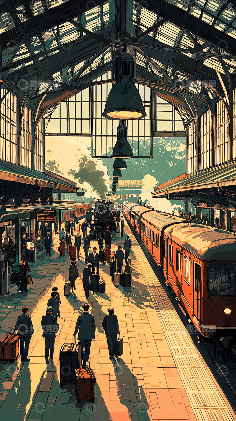 高清大图下载【趣麦麦图】复古火车站