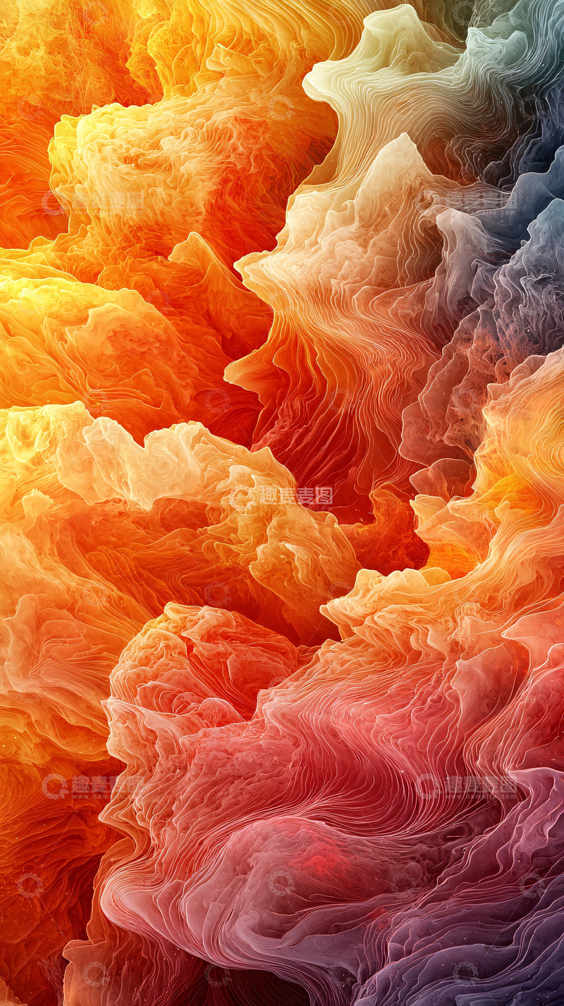 高清大图下载【趣麦麦图】抽象火焰色彩漩涡