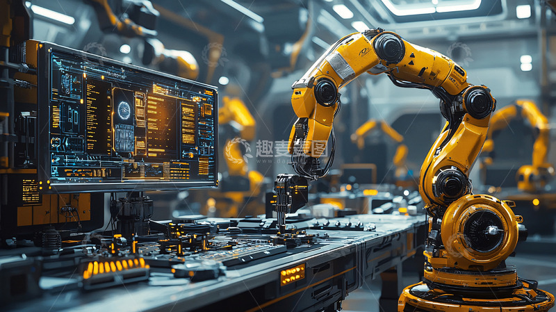 高清大图下载【趣麦麦图】机械臂自动化生产车间