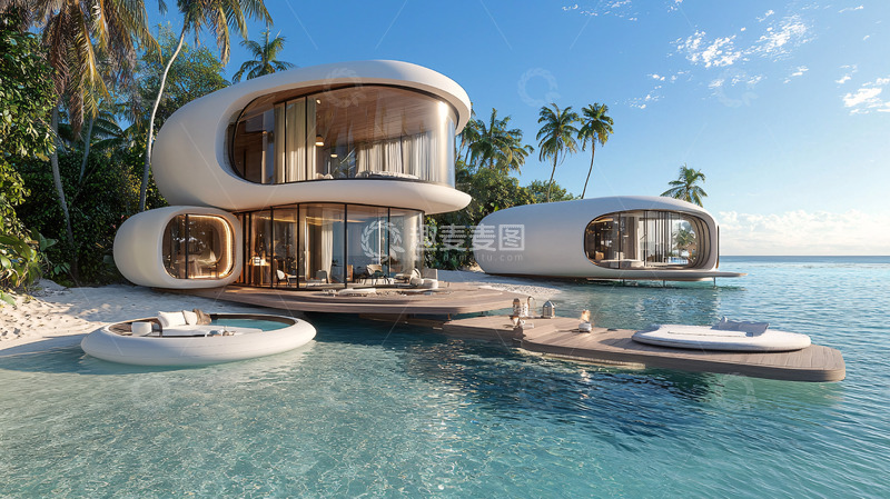 高清大图下载【趣麦麦图】海边现代化别墅