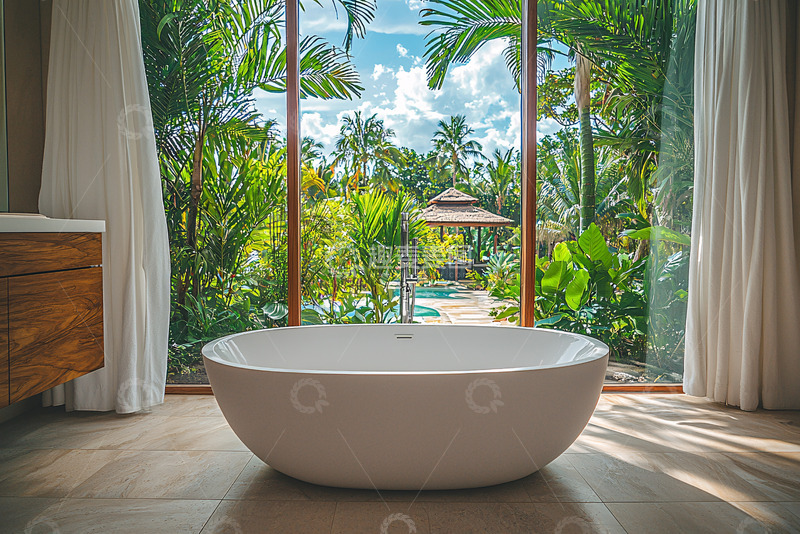 高清大图下载【趣麦麦图】浴缸景观窗
