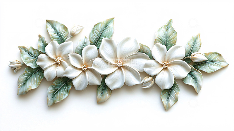 高清大图下载【趣麦麦图】白色立体花卉装饰
