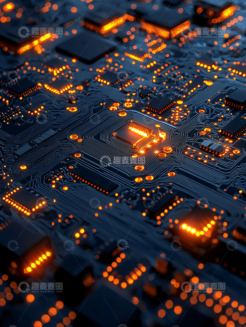 高清大图下载【趣麦麦图】科技感电路板发光细节