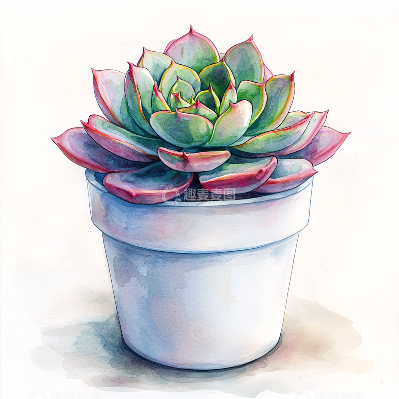 高清大图下载【趣麦麦图】水彩多肉植物