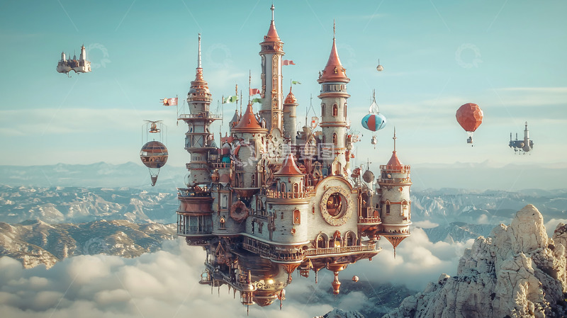 高清大图下载【趣麦麦图】云端城堡