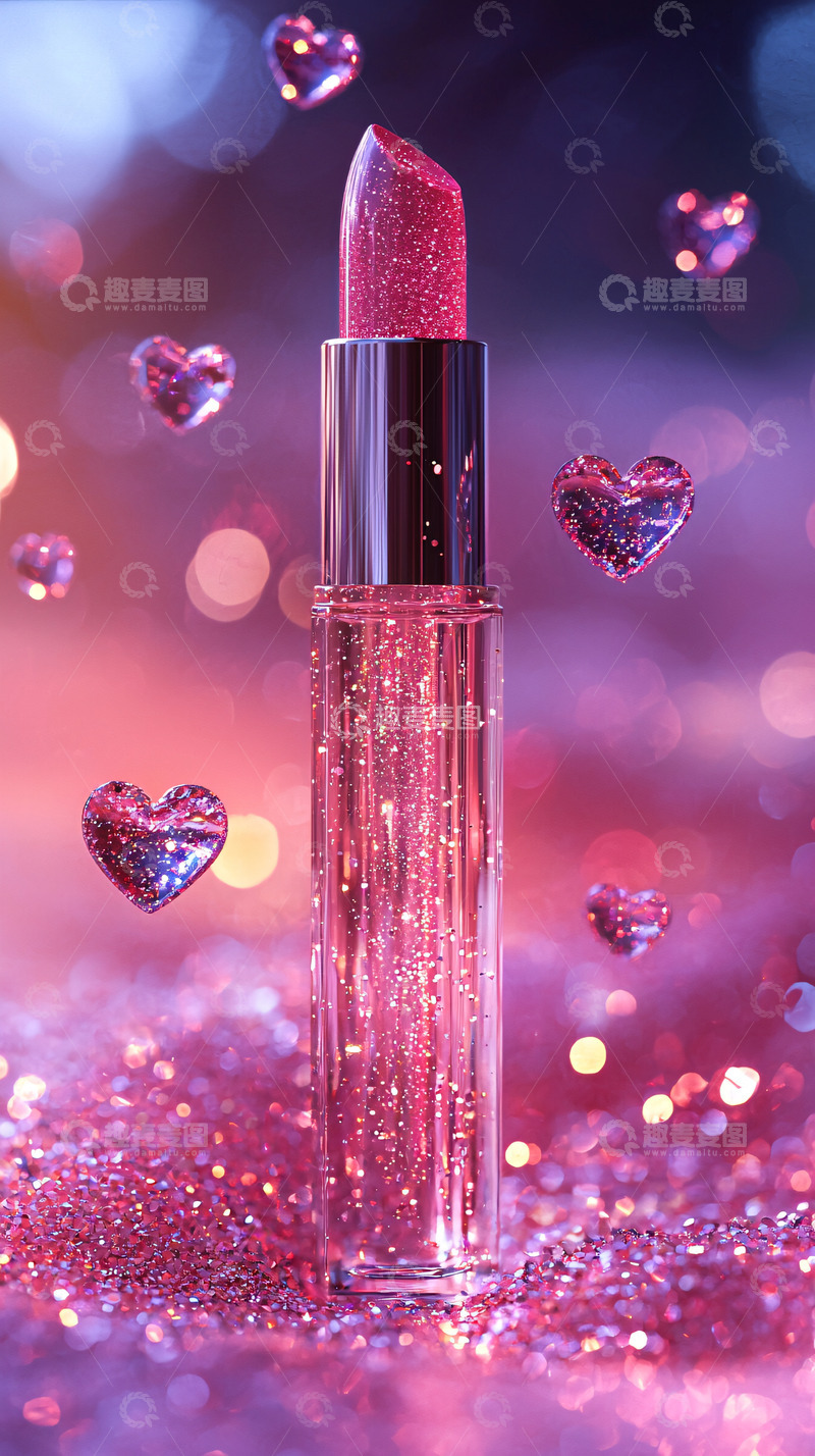 高清大图下载【趣麦麦图】闪亮粉色唇膏