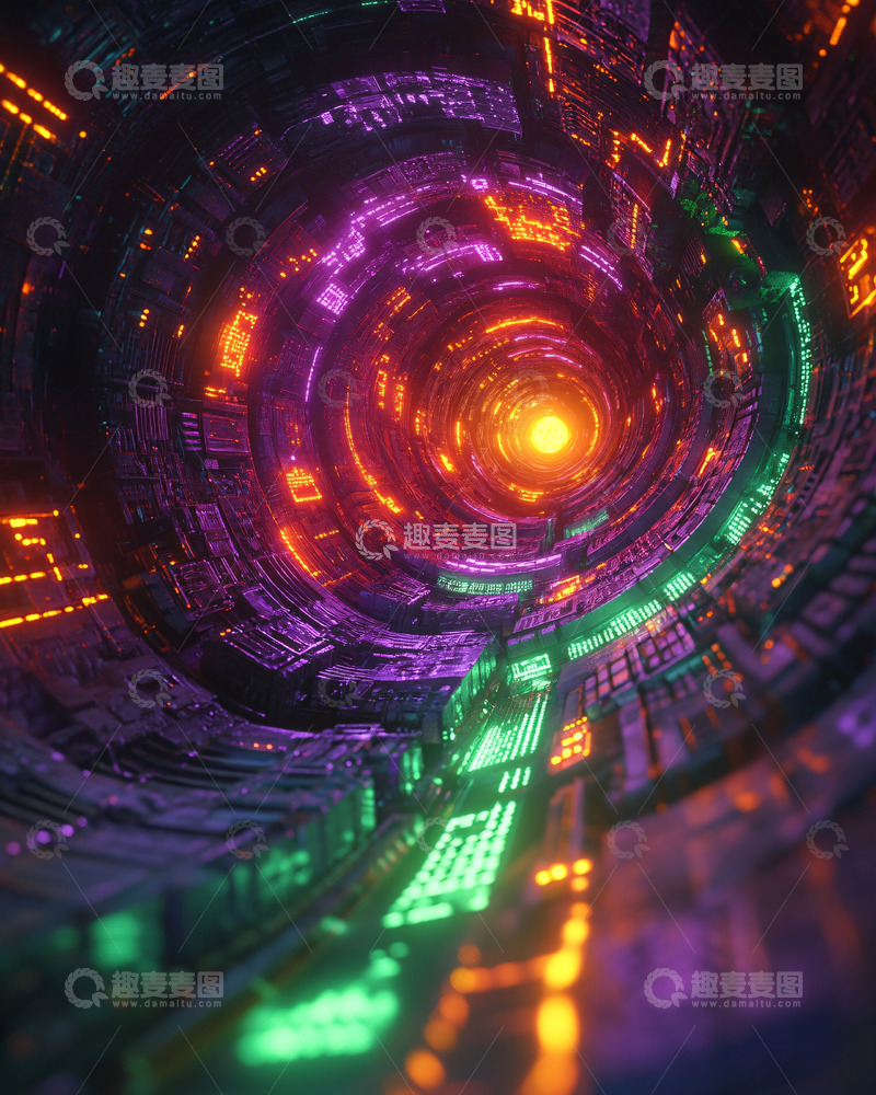 高清大图下载【趣麦麦图】抽象科技隧道