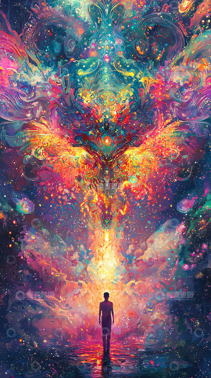 高清大图下载【趣麦麦图】一个孤独的人面对宇宙的绚烂