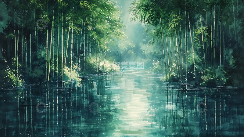 高清大图下载【趣麦麦图】水墨画竹林