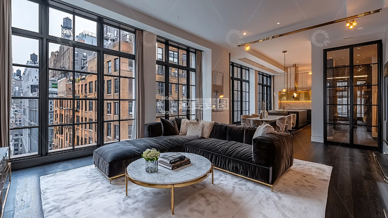 高清大图下载【趣麦麦图】落地窗豪宅客厅