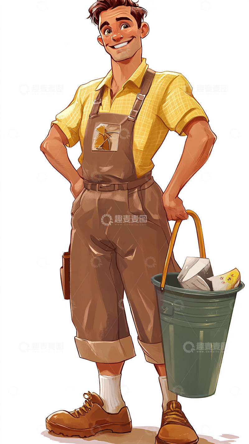高清大图下载【趣麦麦图】卡通清洁工