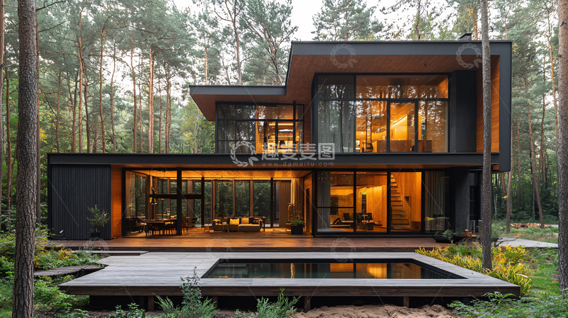 高清大图下载【趣麦麦图】现代森林别墅