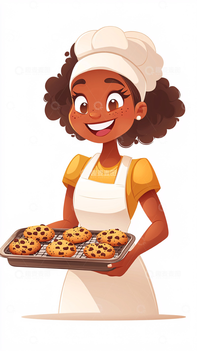 高清大图下载【趣麦麦图】黑人女厨师烤饼干