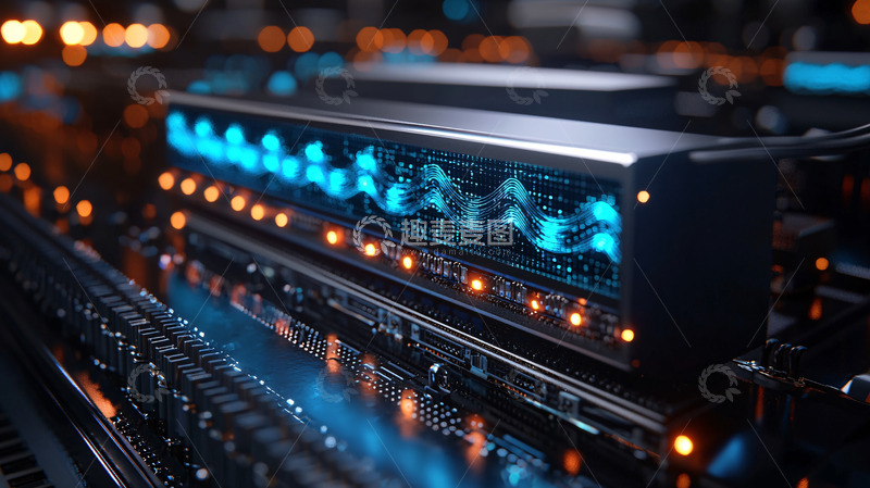 高清大图下载【趣麦麦图】科技感蓝色数据中心服务器