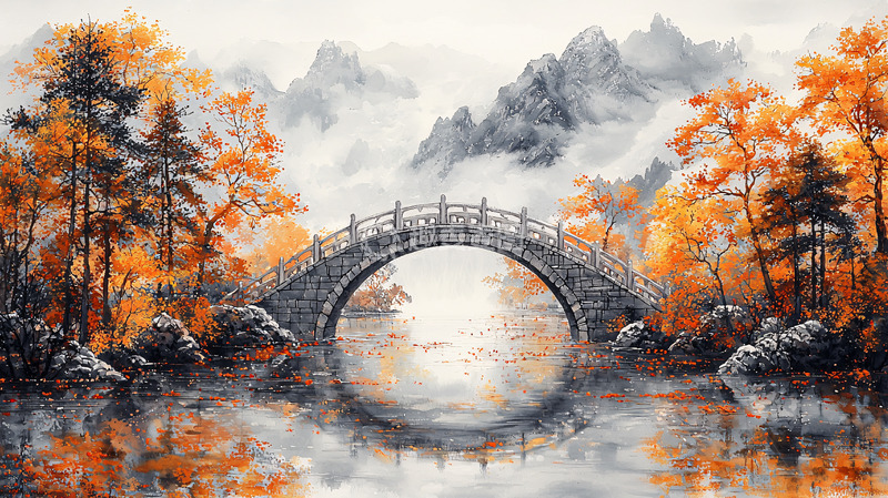 高清大图下载【趣麦麦图】秋日山水画