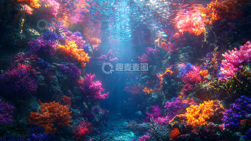 高清大图下载【趣麦麦图】绚丽多彩的珊瑚礁海洋世界